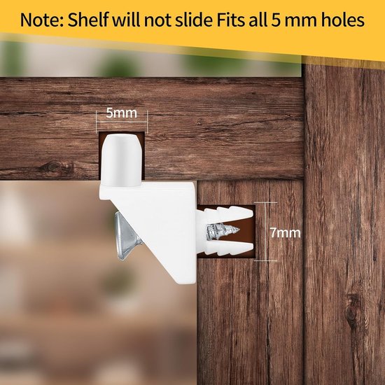 50 Stuks Planksteunen 5 mm Wit - Ideaal als Reserveonderdeel voor Plankmontage en Meubelondersteuning — afbeelding 3