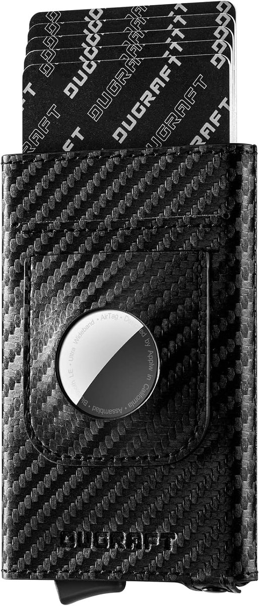 DUGRAFT AirTag Wallet Card Holder, CF Black, Minimalist - ShopVlot