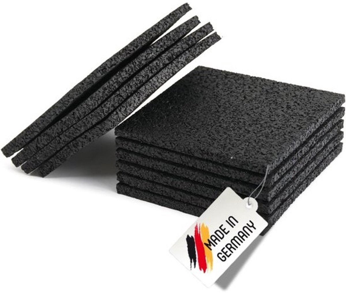 Rubberen onderlaag voor terraspads - Bouwbeschermingsmat voor tegels - Voor bescherming van de onderconstructie - Waterafvoer en ventilatie - 250 x 250 x 5 mm - Zwart