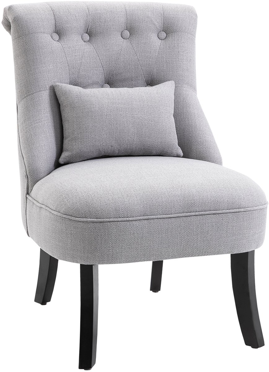 Homona Fauteuil in vintage-stijl - Met lendenkussen - 52,5 x 69 x 77 cm - Grijs