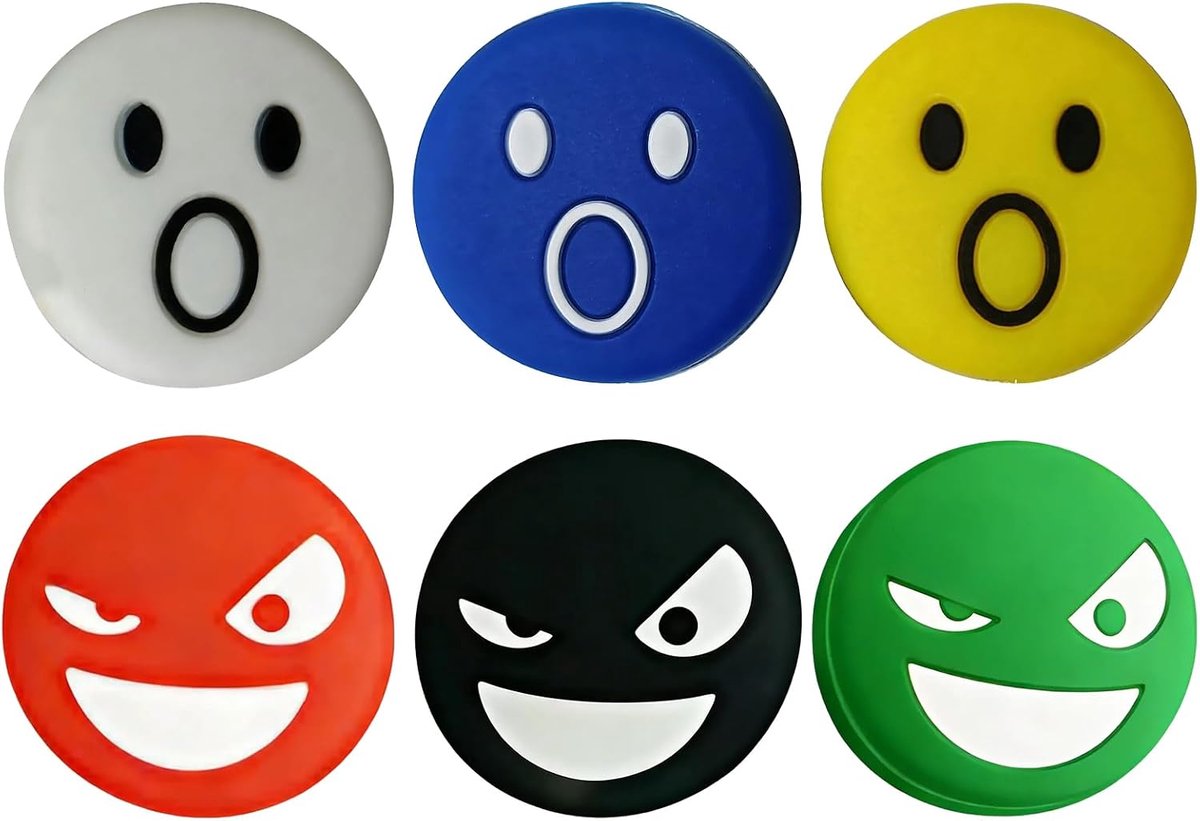 Tennisdempers set van 6 - siliconen dempers - 6 kleuren - vermindert trillingen - ShopVlot
