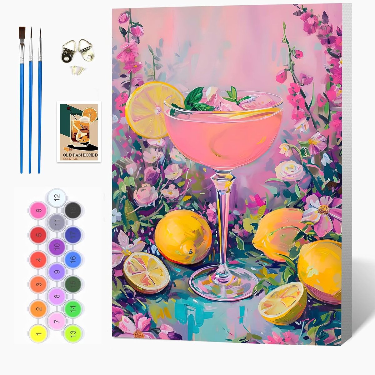 Auremi Cocktail Verf op Nummers Kits Kinderen Volwassenen, Fruit Schilderen op Nummer Kits Op Canvas, Ingelijste DIY - ShopVlot