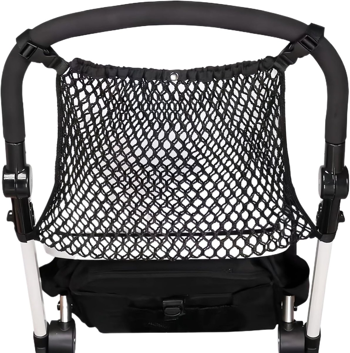 SnelShoppen - Pushchair Nettas Universele Kinderwagen Net Bag - Zwart Winkelnet voor Kinderwagen - Duurzaam Polyester - Ruime Opbergtas voor Luiers, F