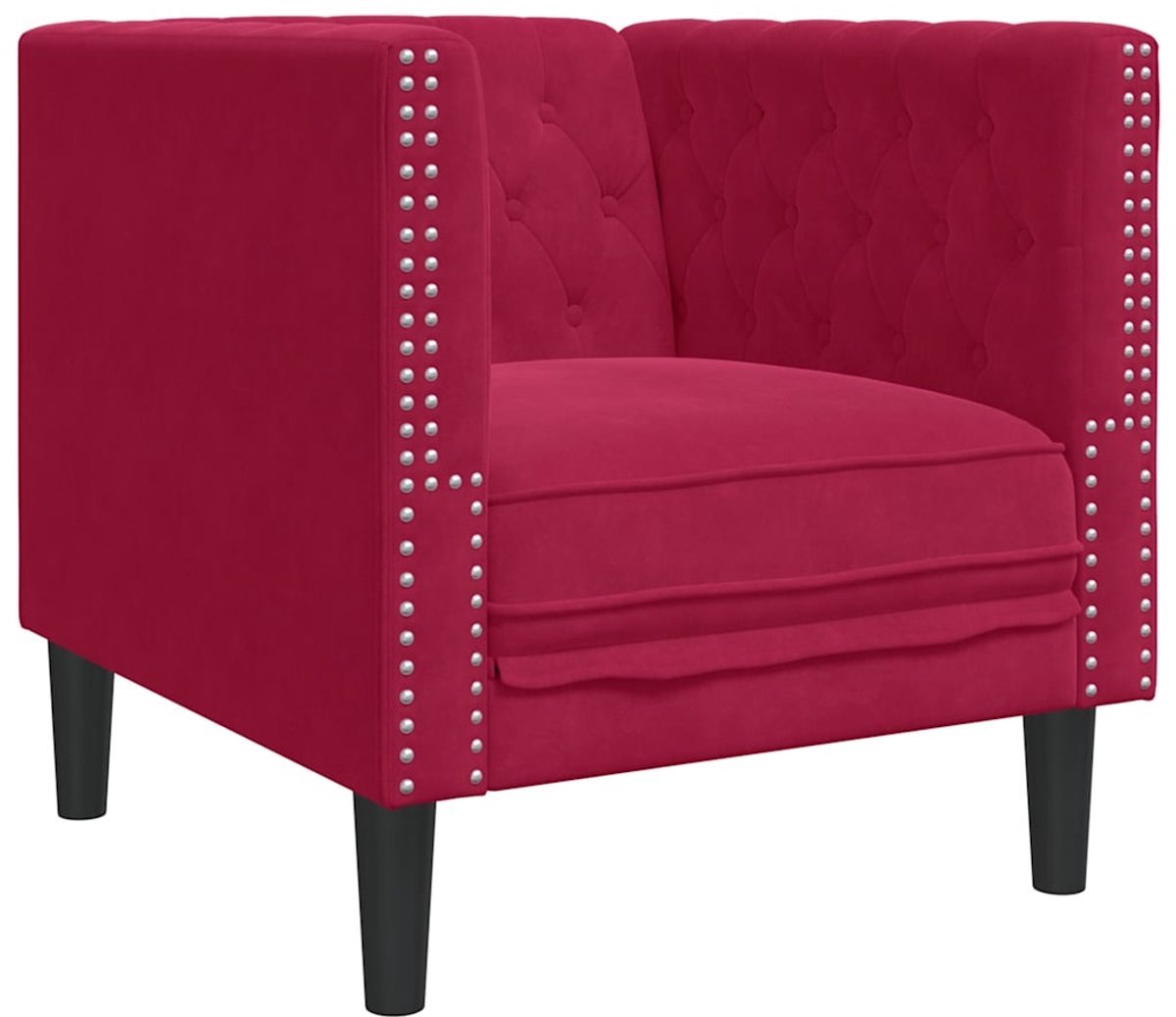 vidaXL Fauteuil - Chesterfield-stijl - fluweel - wijnrood
