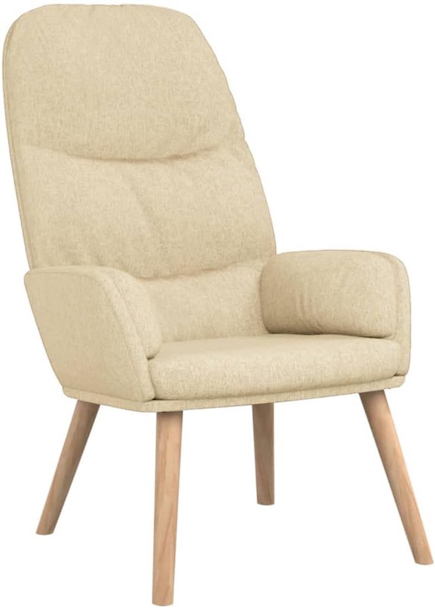 Leesstoel comfortstoel relaxstoel crème stof voor woonkamer, slaapkamer, kantoor