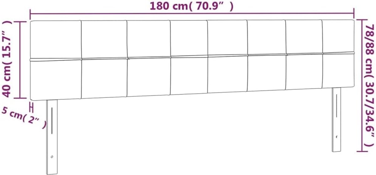 Zwart, 180 x 5 x 78/88 cm, fluweel, voor de slaapkamer, hotel, hoofdeinde, werkkamer, voor slaapkamer, tweede slaapkamer, hotel