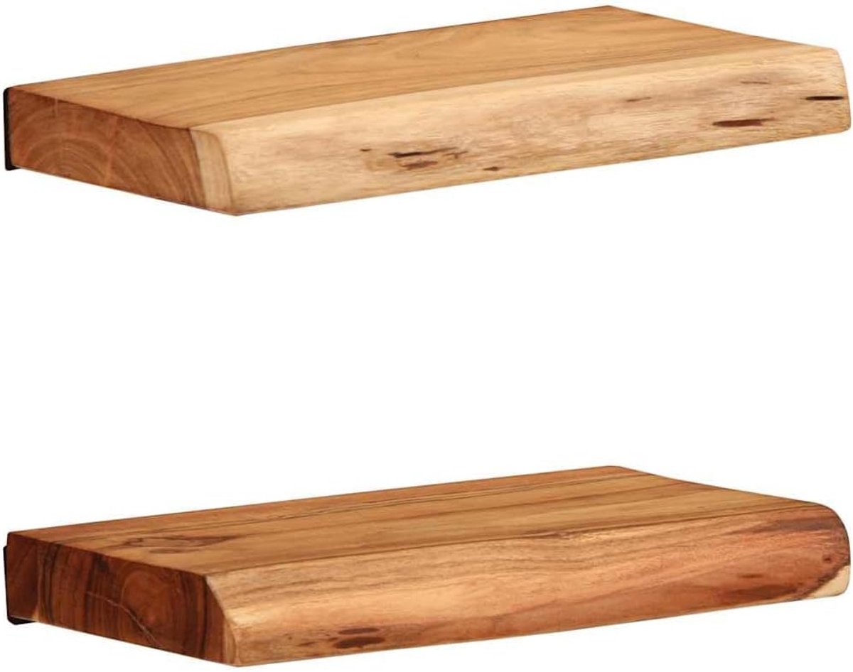 Zwevend rek van massief acaciahout, met veel opbergruimte, multifunctionele wandplank voor woonkamer, kantoor of studio, ruimtebesparend ontwerp