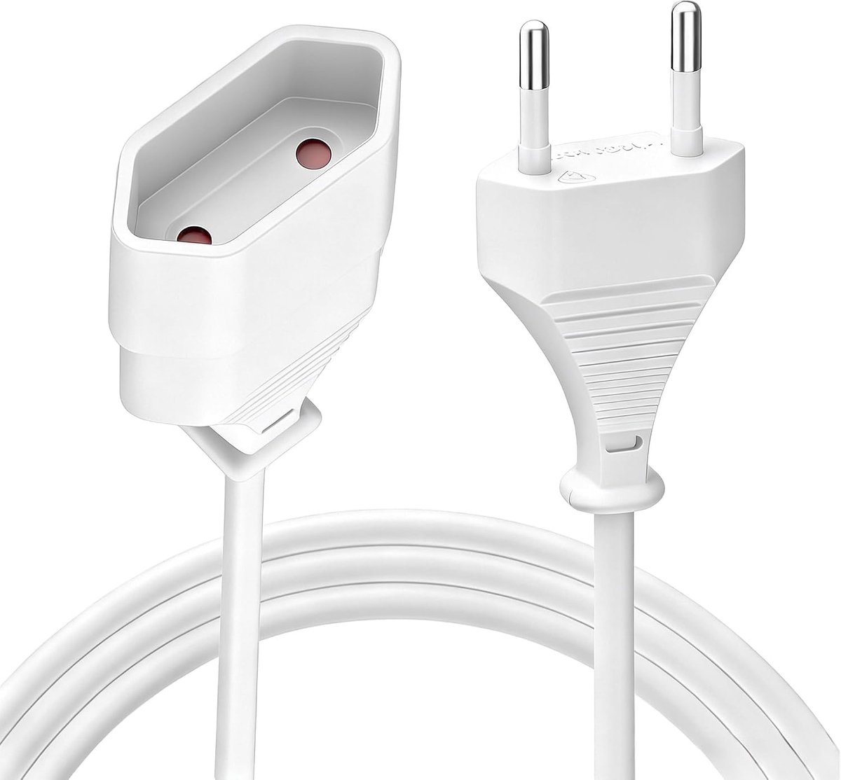 Stroomkabelverlenging, eurostekker type C naar Euro aansluiting, stroomverlengkabel voor tv, monitor, computer, gameconsole, lamp, beamer, huishoudelijke apparaten (3 meter)