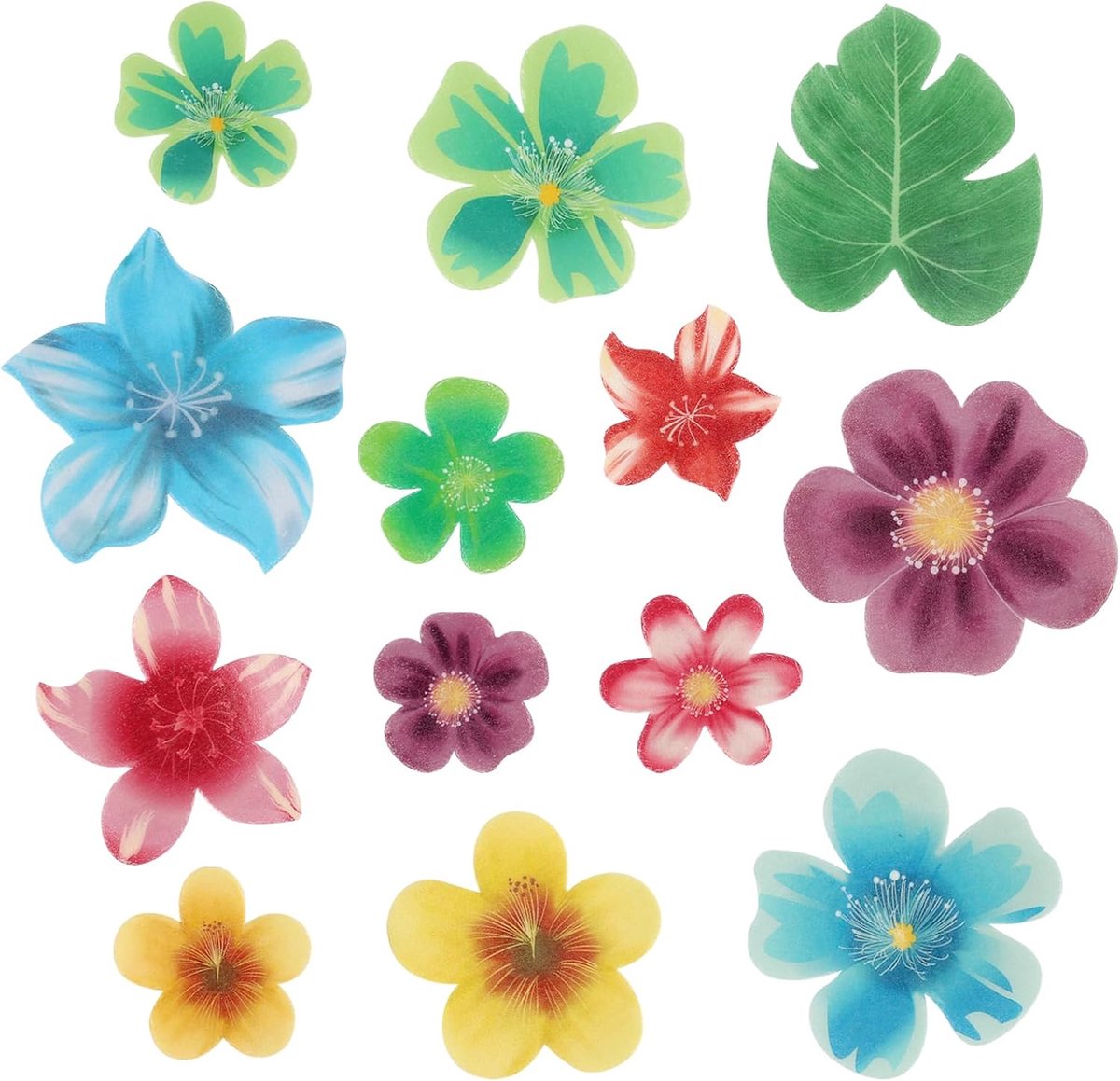 60 stuks eetbaar papier, taartdecoratie, bloemen en bomen, decoratieve rijstbladeren voor cupcakes en taart, geschikt voor verjaardagen, bruiloften, feesten
