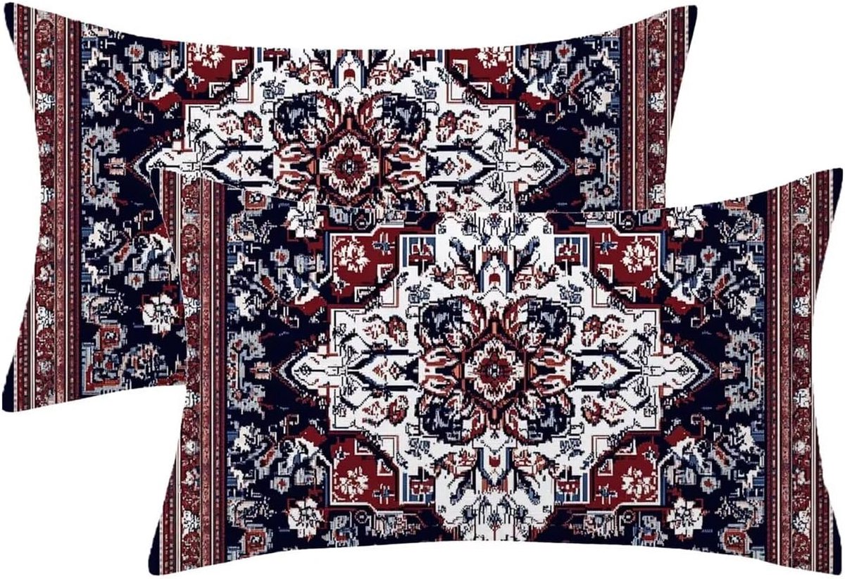 Kussenhoes voor buiten, waterdicht, 40 x 60 cm, roestkleurig, 2 stuks, rechthoekig, fluweel, voor bank, kussensloop met ritssluiting, tuinbank, decoratie, Marokkaans, -892p