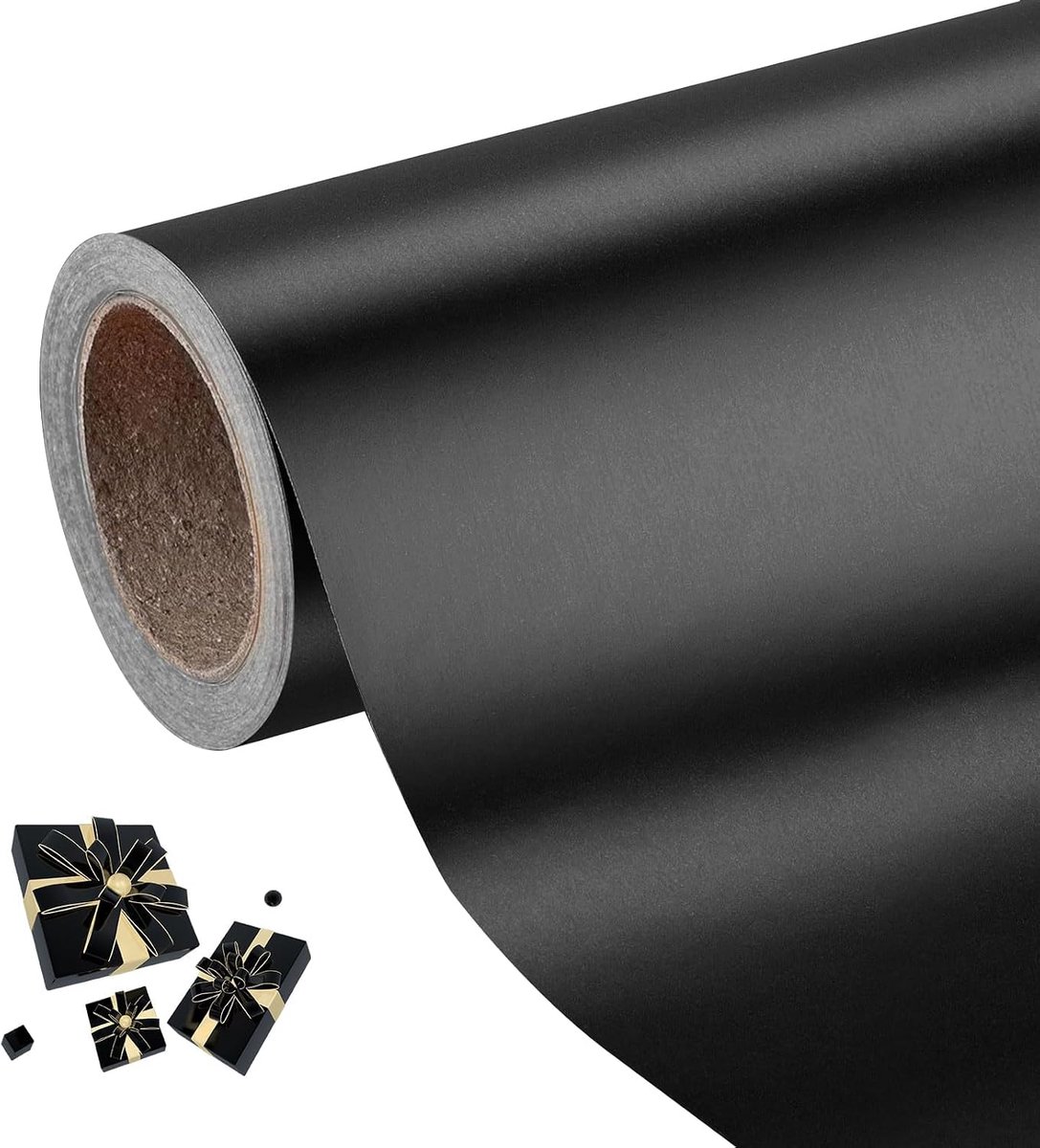Cadeaupapier, Kraftpapier Cadeautassen, Inpakpapier Zwart voor Handwerk, Kunst, Kleine Cadeauverpakkingen, Post, Verzending en Pakketten (38 cm x 10 m)