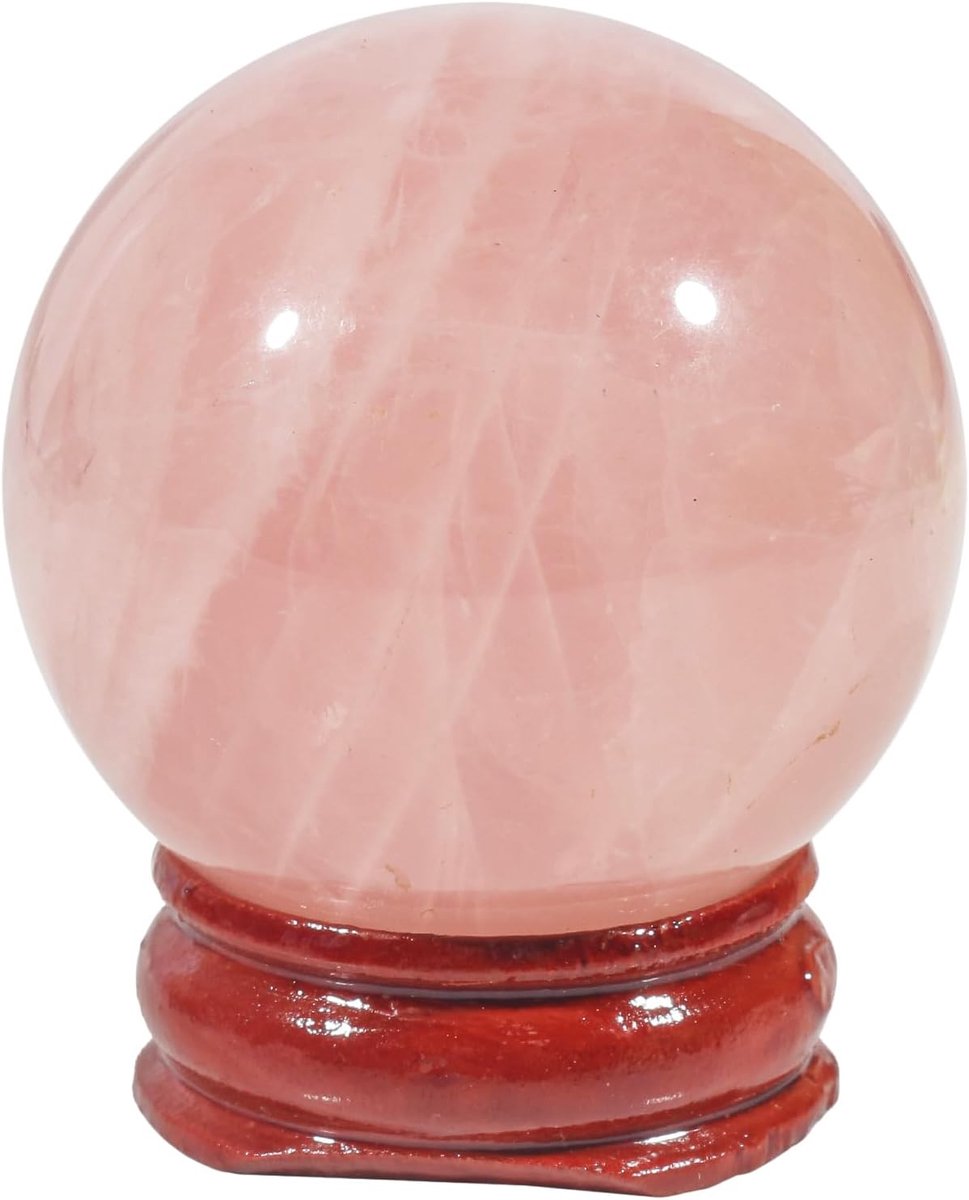 40 mm helende kristallen bol divinatie sphere, sculptuur woondecoratie Fengshui ballen met houten standaard, rozenkwarts