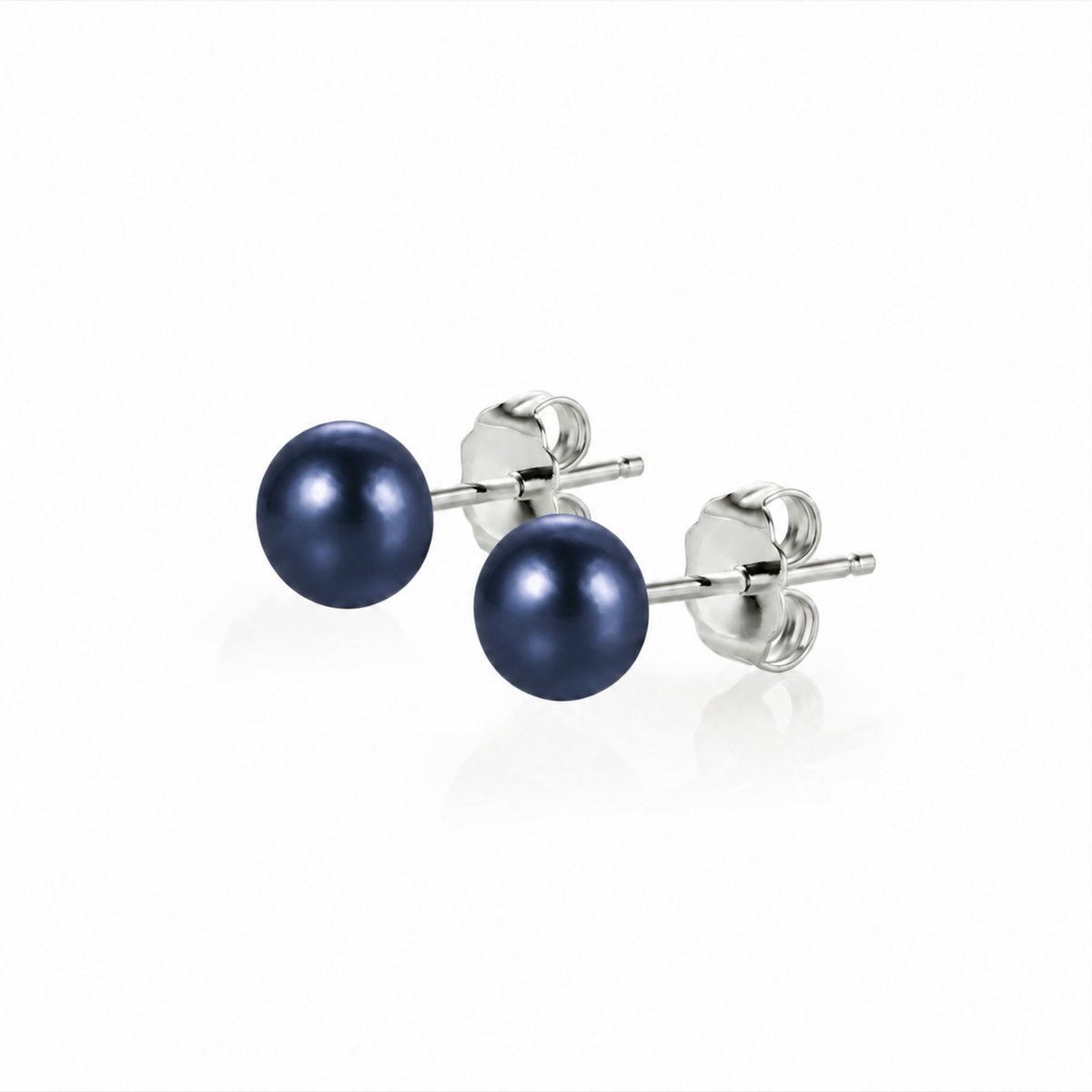 PROUD PEARLS® pareloorbellen knopjes met blauwe parels 6mm