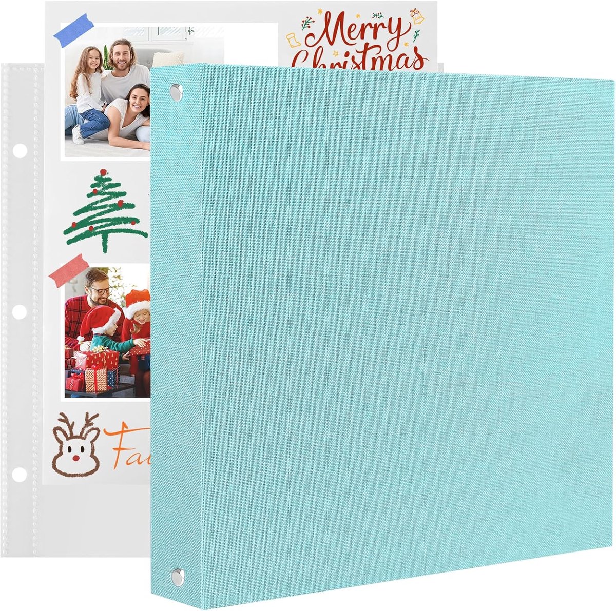 SnelShoppen - AIOR Fotoalbum Scrapbook 22x22 cm - 20 Compartimenten - Linnen Kaft - 40 Pagina's - Perfect voor Verjaardagen en Trouwen - Hemelsblauw