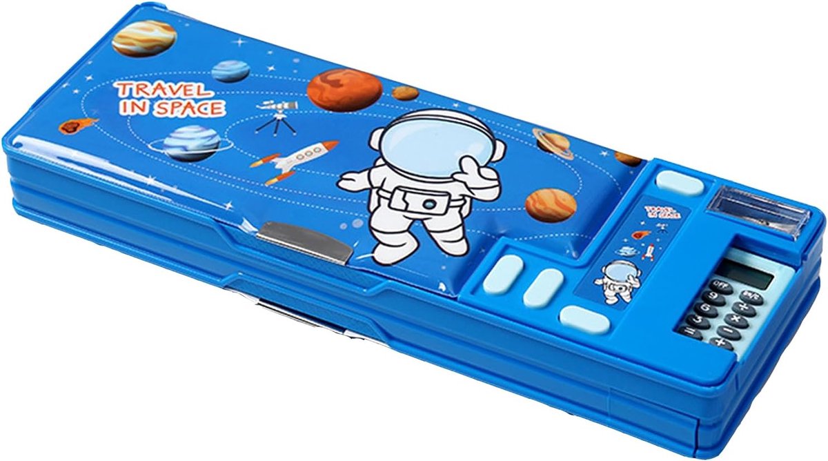SnelShoppen - Pop Up Multifunctionele Etui voor Kinderen, Schattige Cartoon Pennendoos, Organizer met Potloodslijper, Rooster, Schoolbenodigdheden, Bl