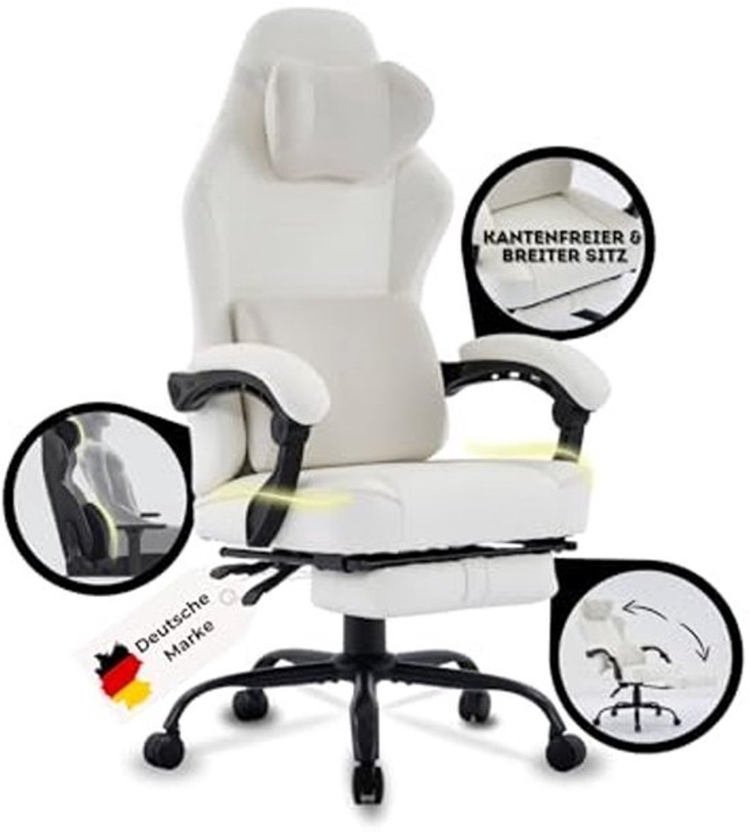 ergonomische gamingstoel - met voetensteun - ademende stof voor pc-gamers
