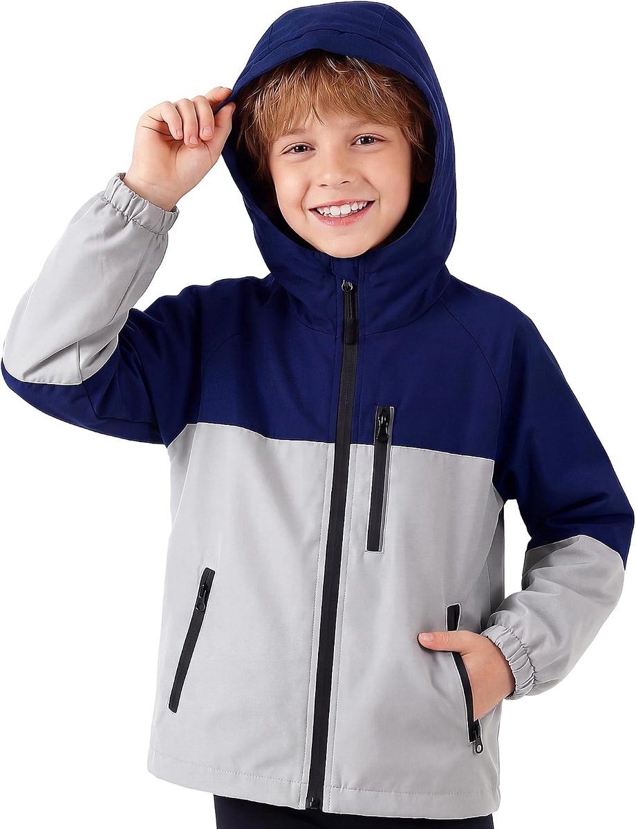 Waterdicht Winddicht Regenjas met Reflecterende Strepen en Capuchon Lichtgewicht Windbreaker Meisjes Functionele Bovenkleding School Kamperen voor Leeftijd 5-13