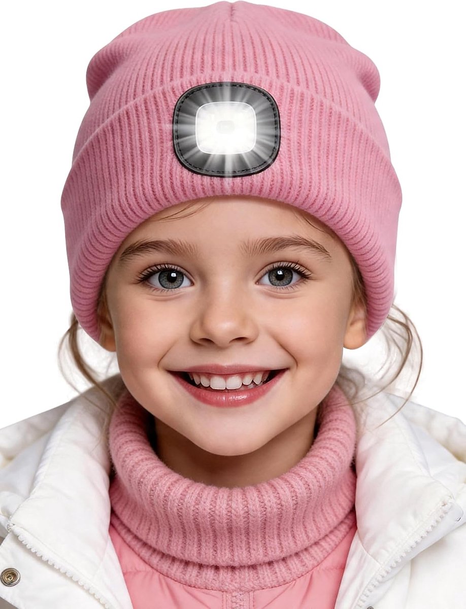 LED-muts voor kinderen met oplaadbaar lampje en warme fleecevoering