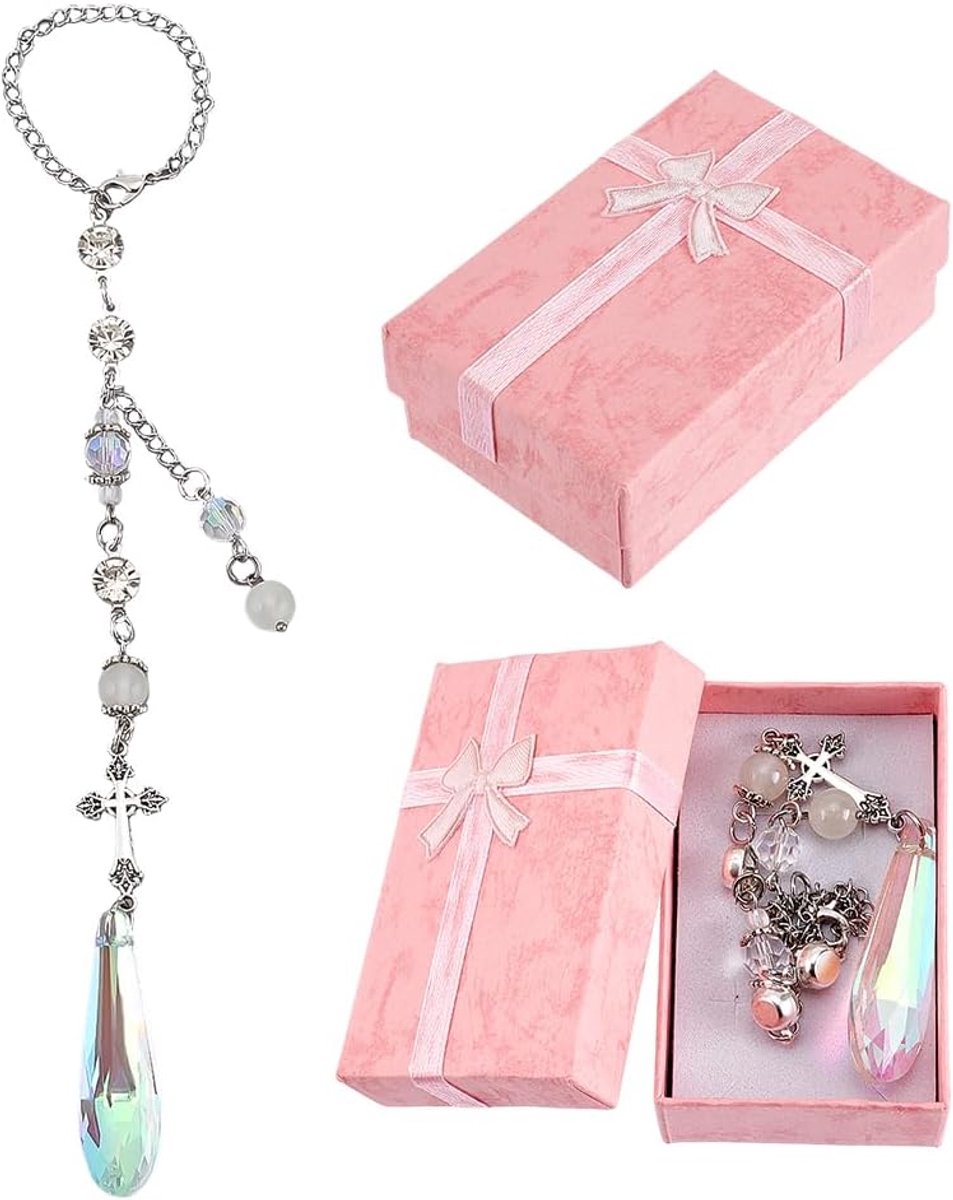Auto Achteruitkijkspiegel Charm Crystal Suncatcher Auto Kwastje Metalen Ornamenten 23.5cm voor DIY Venster Tuin Thuis Interieur Boekenplank Nachtkastje Drivers Vrienden Vakantie