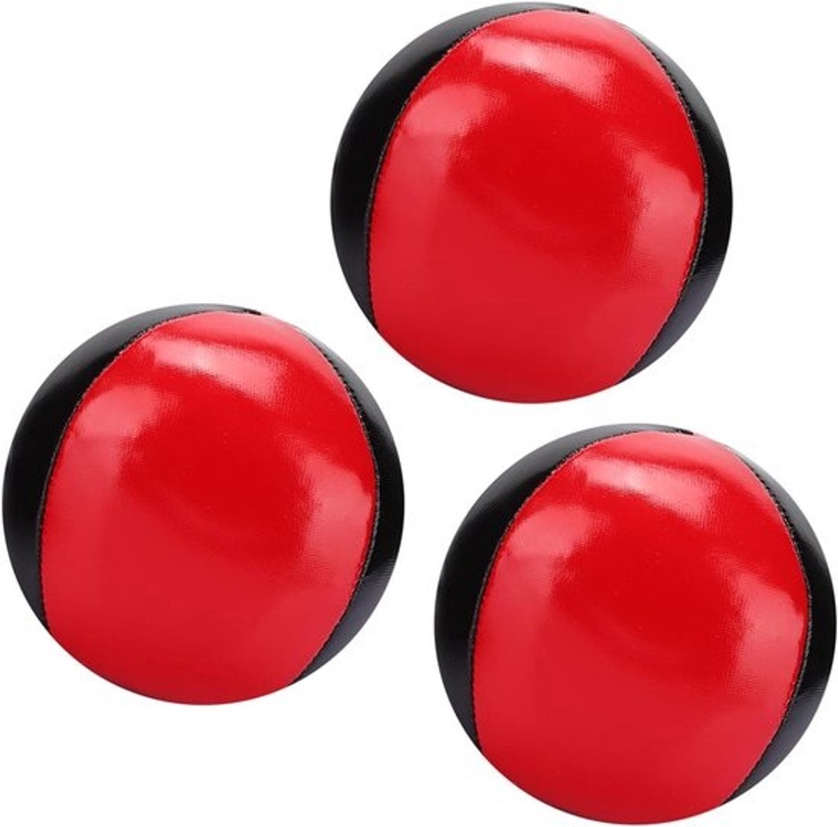 Jongleerballenset - Oefenballen voor balans - Voor behendigheidstraining - Van zacht PU-leer - 3 stuks - Rood en zwart
