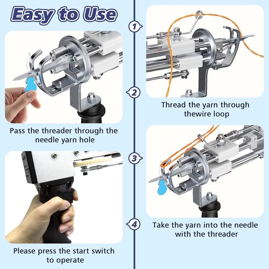 Elektrische Tufting Gun en Trimmer Set voor Tapijt, Handmatige Breimachines en DIY Projecten — afbeelding 3