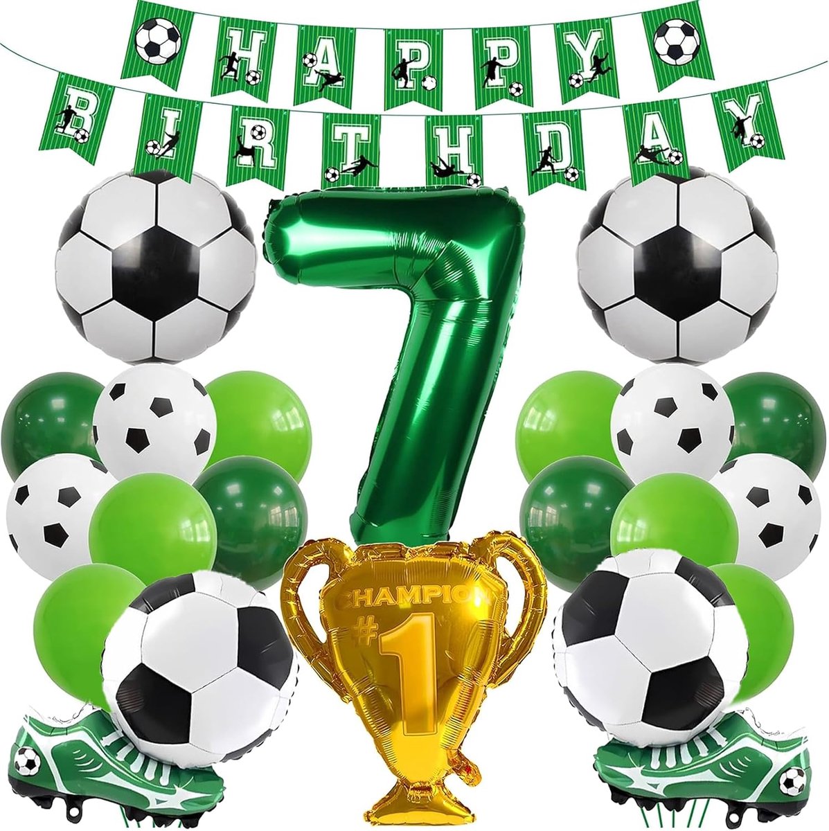 Koboko Football Theme Balloon Set, Football Balloon 7th Birthday Green, for Children from 7 Years, Football Decoration - ShopVlot