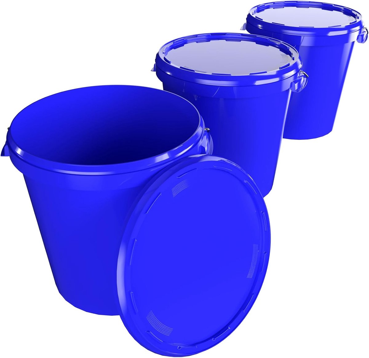 3 emmers met deksel, 30 liter, Made in Germany, geschikt voor levensmiddelen, stabiel, luchtdicht, voor het bewaren van levensmiddelen, kantoorbenodigdheden, kinderkamer, huishouden, werkplaats