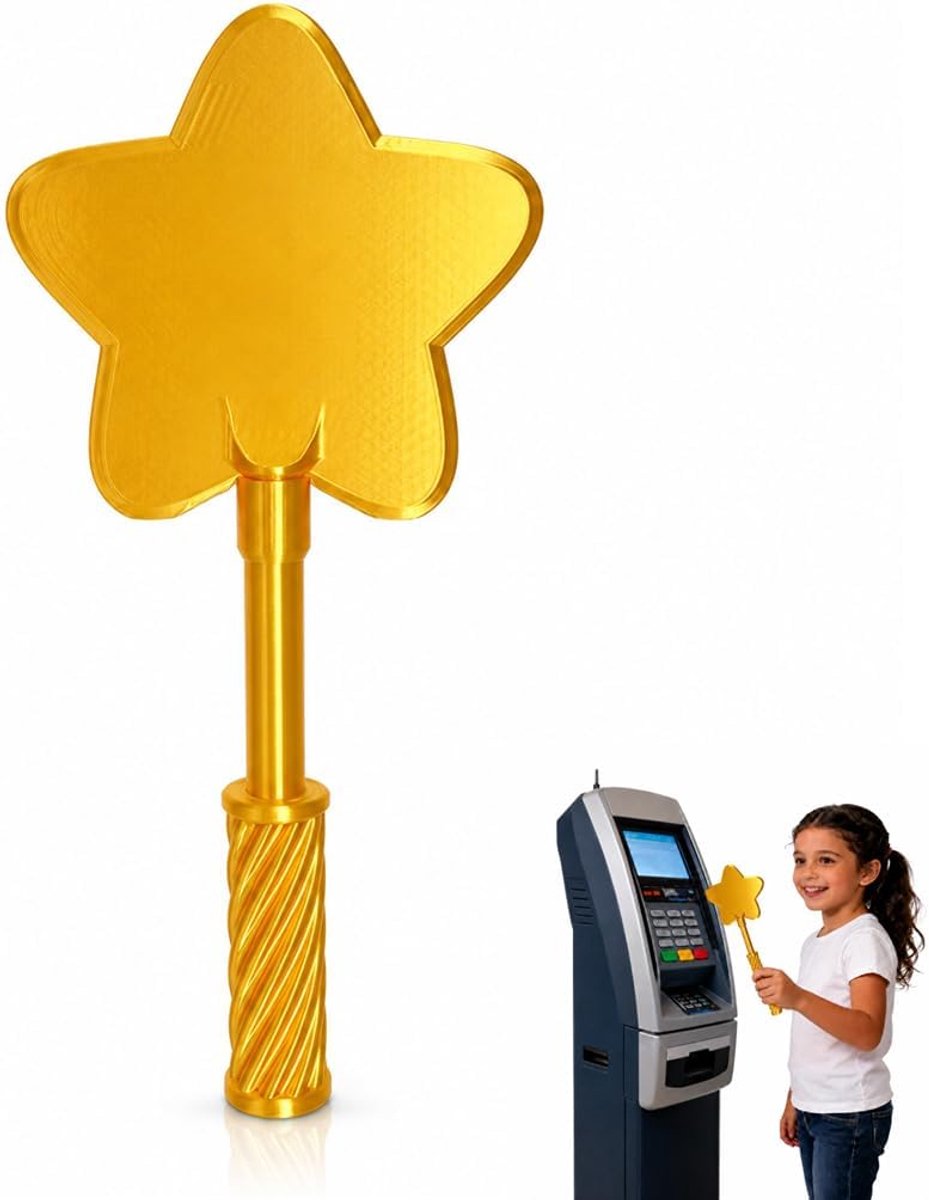 1 stuk Creditcardhouder met staafje, nieuw model 2026, 3D Magic Wand voor creditcards (goudgeel), creditcardstaafje voor raves, grappen en contactloos betalen