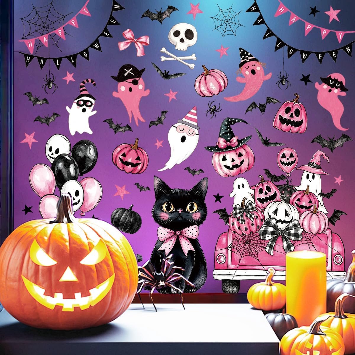 Halloween-raamstickers, dubbelzijdig, herbruikbaar, voor glas, woonkamer, kinderkamer en kantoor, zonder resten achter - ShopVlot