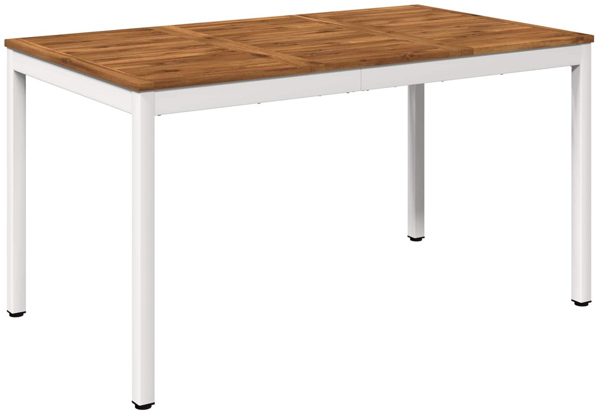 vidaXL Tuin - Eettafel - NAARDEN - Natuurlijk - en - Wit - 141 - x - 80,5 - x - 75 - cm Natuurlijk en Wit