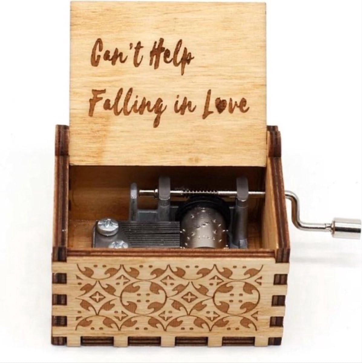 SnelShoppen - Muziekdoosje Houten Muziekdoos I Can't Help Falling in Love - Klein Formaat voor Muziekliefhebbers - Perfect Cadeau voor Feest, Verjaard