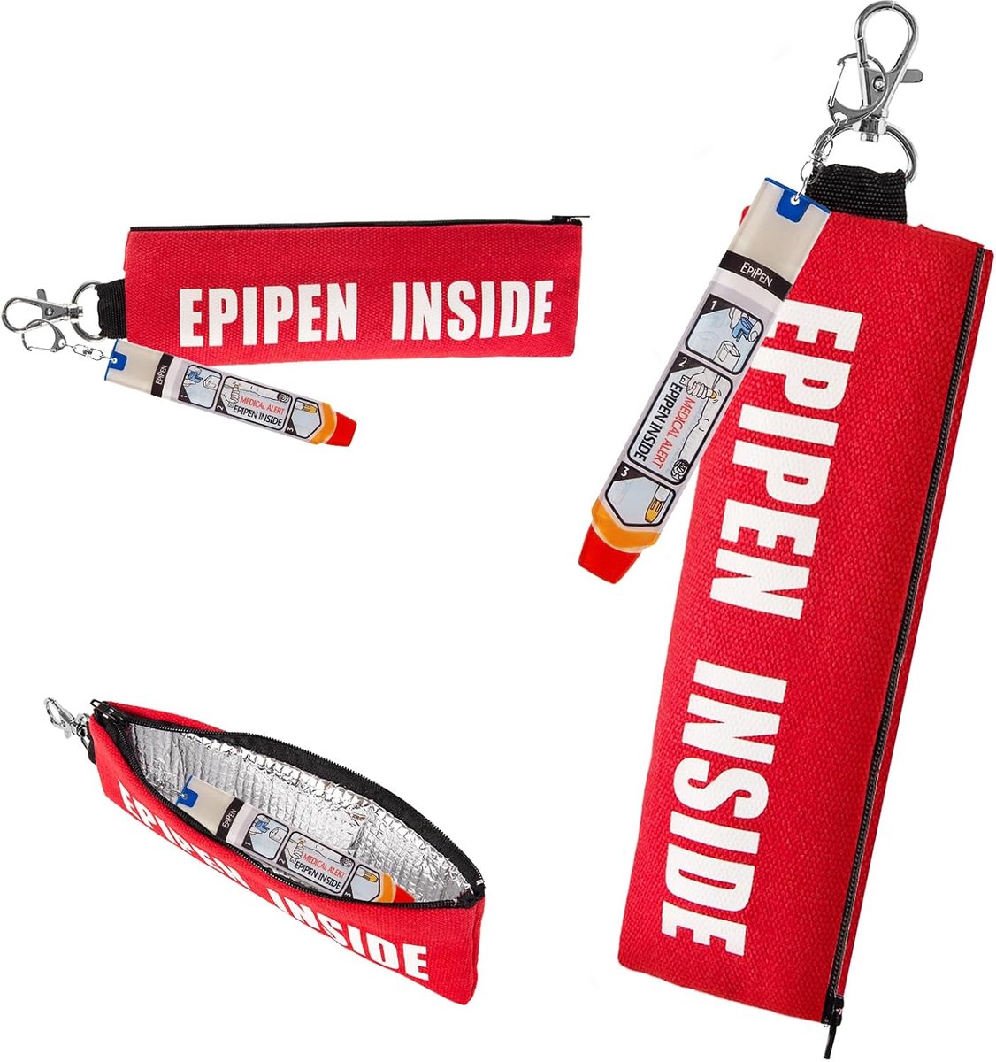 Epipen Cooler Bag with Epi Pen Keychain, Red, 1 Epi Pen Case und 1 Widget, Casual - ShopVlot