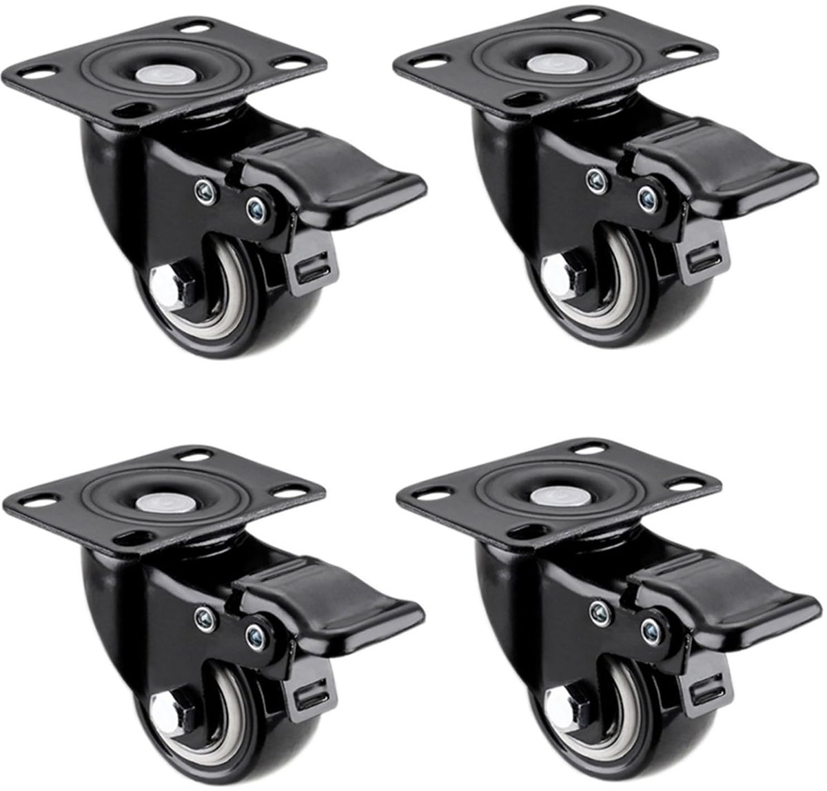 Dailygoods- Zwenkwielen 280 kg - Zwenkwielen set van 4 - Zwenkwielen met rem - Meubelwielen - Nylon wielen - Schokabsorberend en stil