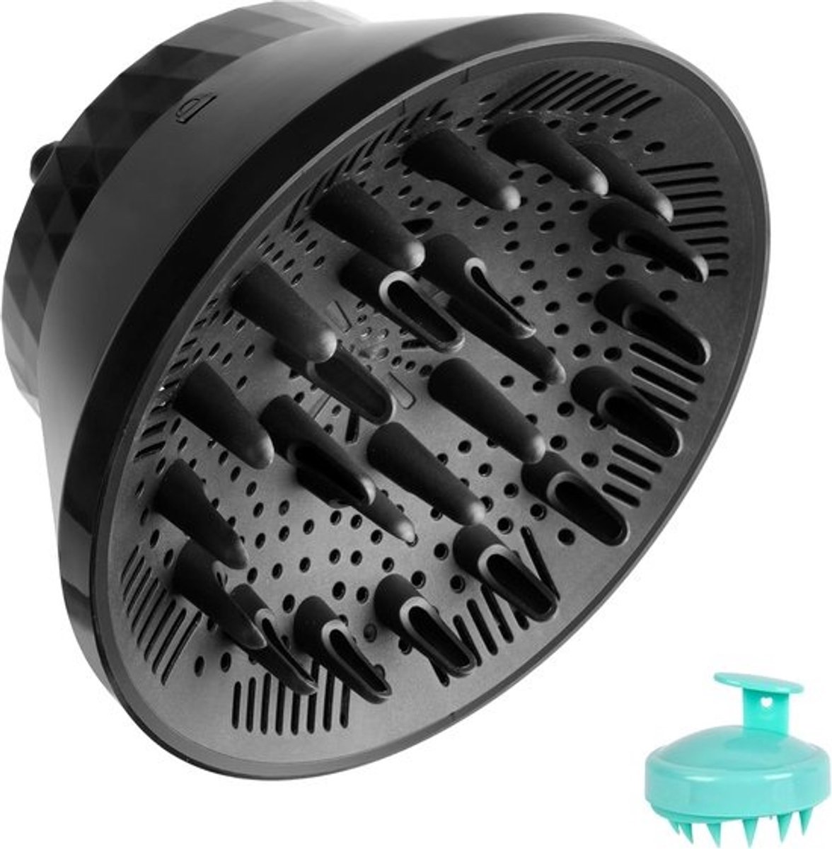 Universele haar diffuser - Opzetstuk föhn - Krullen stylen - Inklapbaar - 4.3 tot 7.3 cm - Zwart