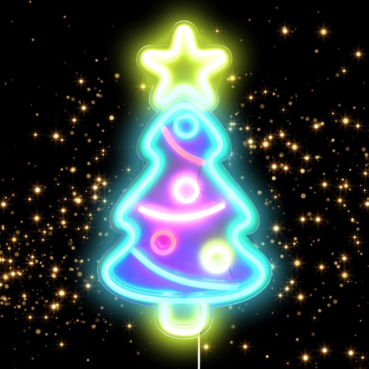 Jinlaili Christmas Tree Neon Light, 41cm Color Decoration of Christmas Tree, Acrylic for Wall, USB Colorful Neon - ShopVlot