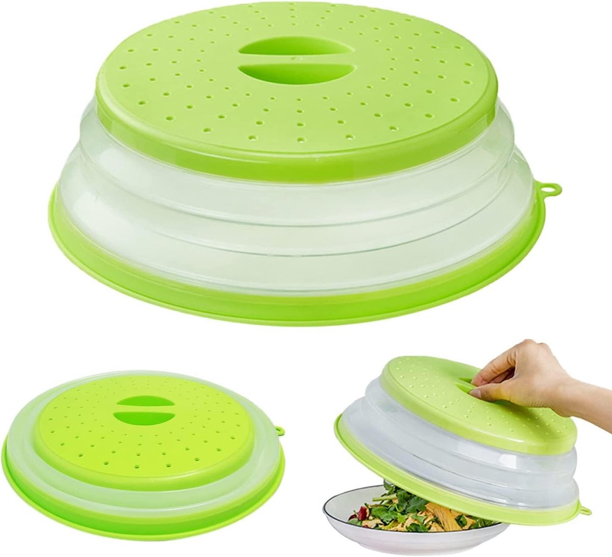 1 x Microwave Cover, 27 cm, Foldable Microwave Cover, Microwave Plate Cover for Fruit and Vegetables, Filter Basket - ShopVlot