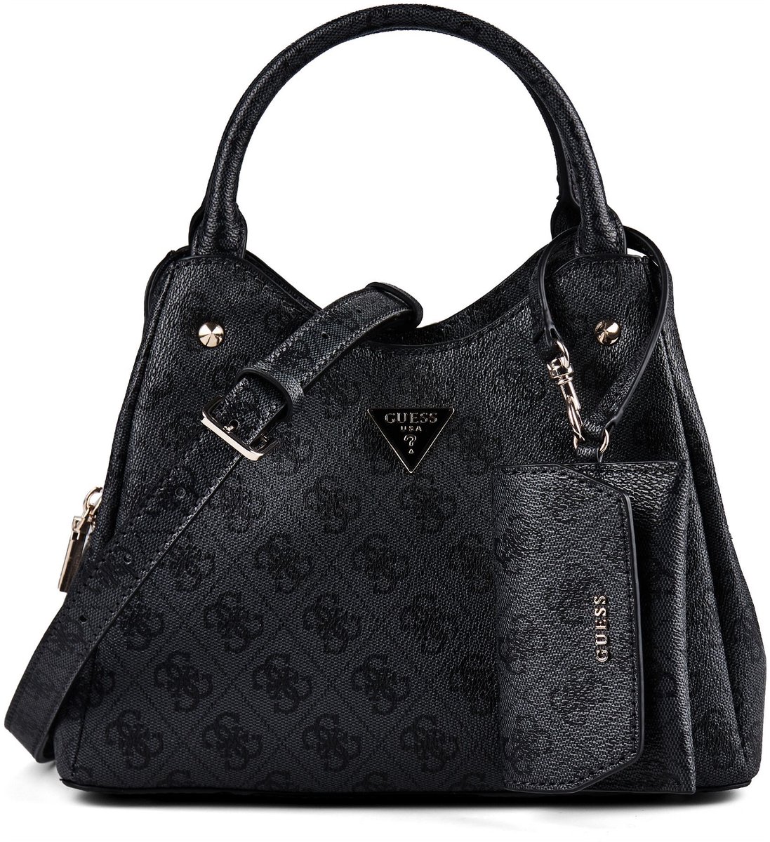 GUESS handtas schoudertas Lorella Logo Girlfriend Tote Coal Logo donkergrijs