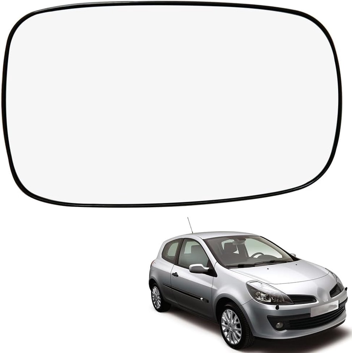 Mirror glass right, exterior mirror glass replacement mirror glass heated right compatible with Clio 3 Megane 2 - ShopVlot