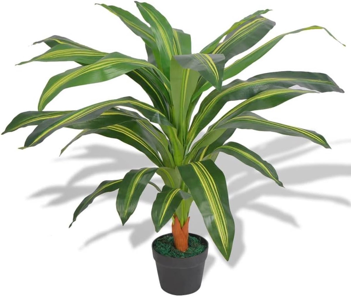 Kunstplant Dracaena 90 cm met groene pot | 25 realistische bladeren, groen en geel, duurzame materialen, decoratie voor binnen, huis, kantoor