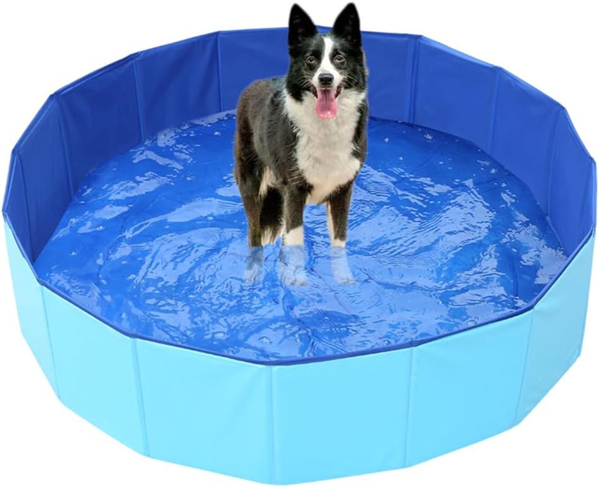 Hondenzwembad, opvouwbaar, 100 cm, hoogte 30 cm, hondenbadkuip met afvoer, hondenbadkuip, kinderbadje voor honden, van krasbestendig pvc-materiaal (120 x 30 cm)