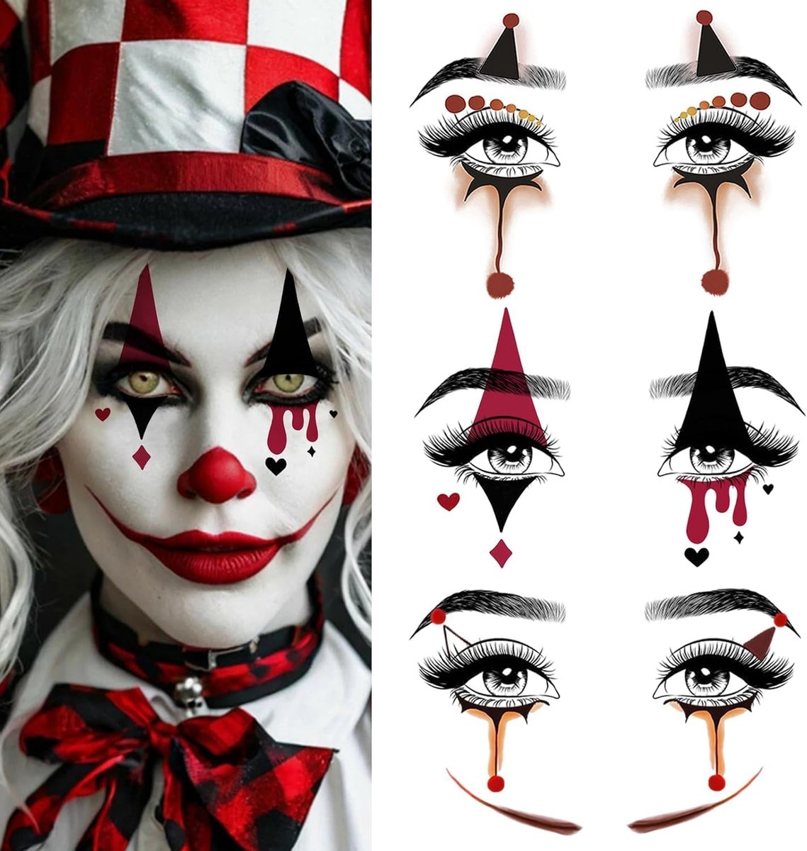 15 Stuks Halloween Tattoo Gezicht Stickers Clown Demon Party