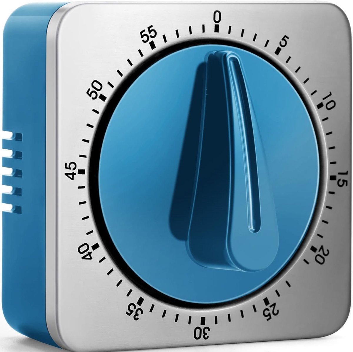 Keukentimer, mechanisch, geen batterijen nodig, keukenwekker 100% mechanisch met roestvrijstalen behuizing - keukenklok, stopwatch, countdown-herinnering, magnetische keukenklok, eierklok (blauw)