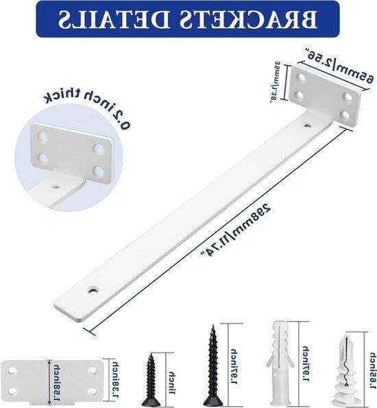 Set van 4 stevige metalen hoeksteunen voor planken, 30 cm, 70 kg draagvermogen voor opslag en organisatie — afbeelding 3