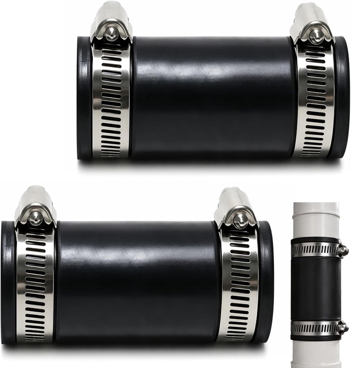 2 stuks 32 mm flexibele rubberen met 4 roestvrijstalen