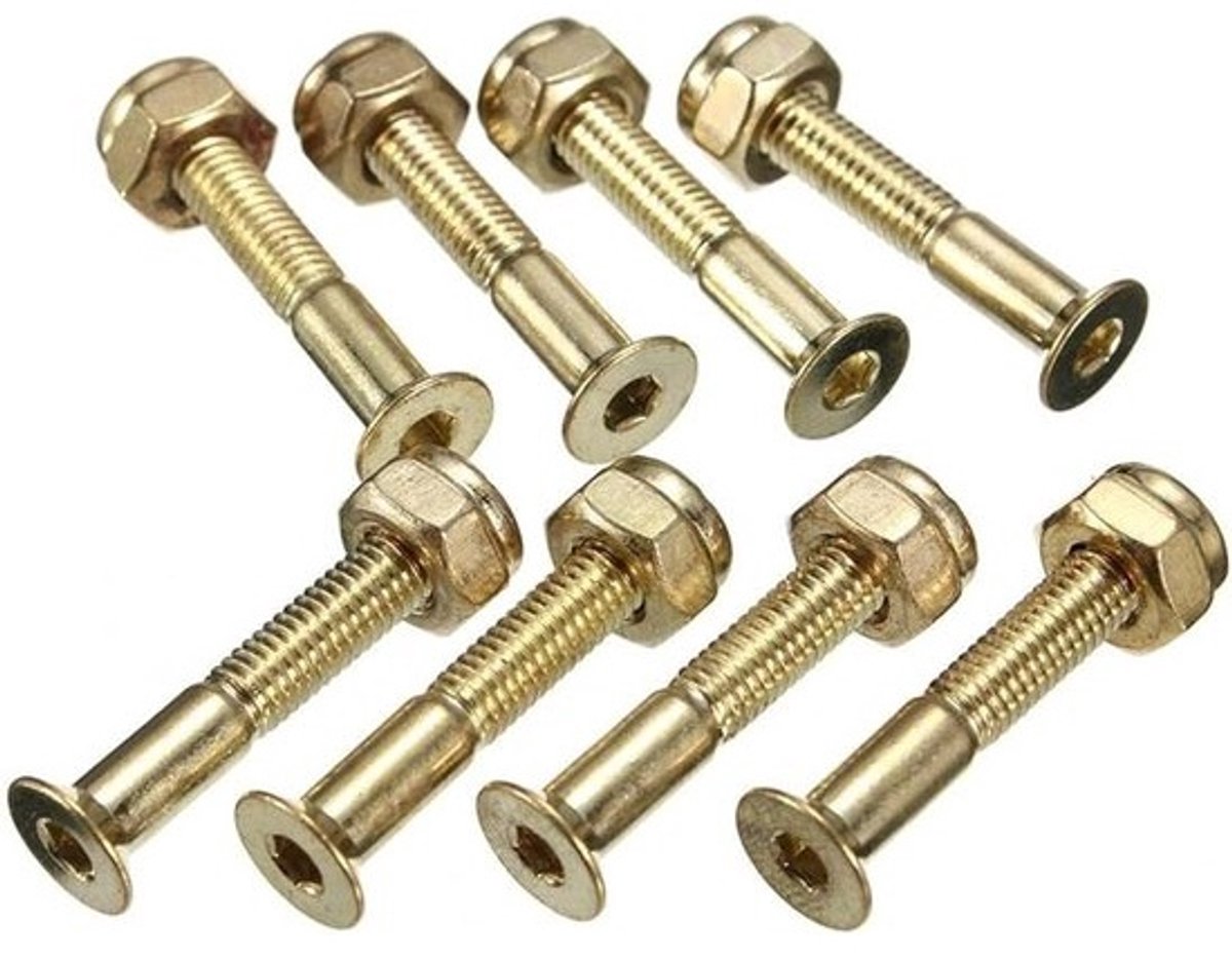 Skateboardschroeven - Hardware-set - Skateboardonderhoud - Duurzaam koolstofstaal - 8 stuks 29 mm - Goudkleurig
