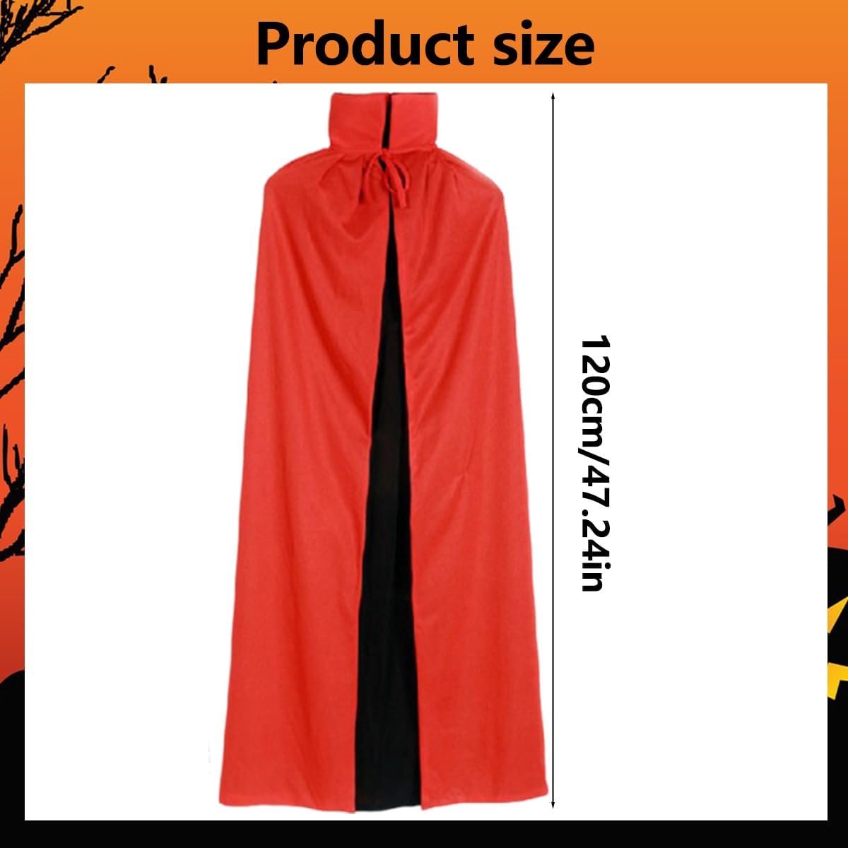 Black Red Double-Sided Stand-Up Collar Halloween Double Sided Stand-Up Collar Costume Cape Carnival Witch Halloween - ShopVlot
