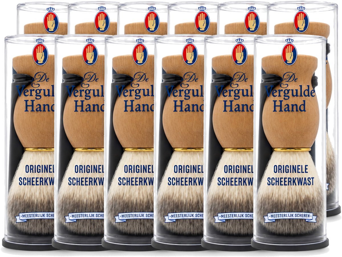 12 x De Vergulde Hand - Scheerkwast - Voor Kappers - Voordeelverpakking - 12 stuks