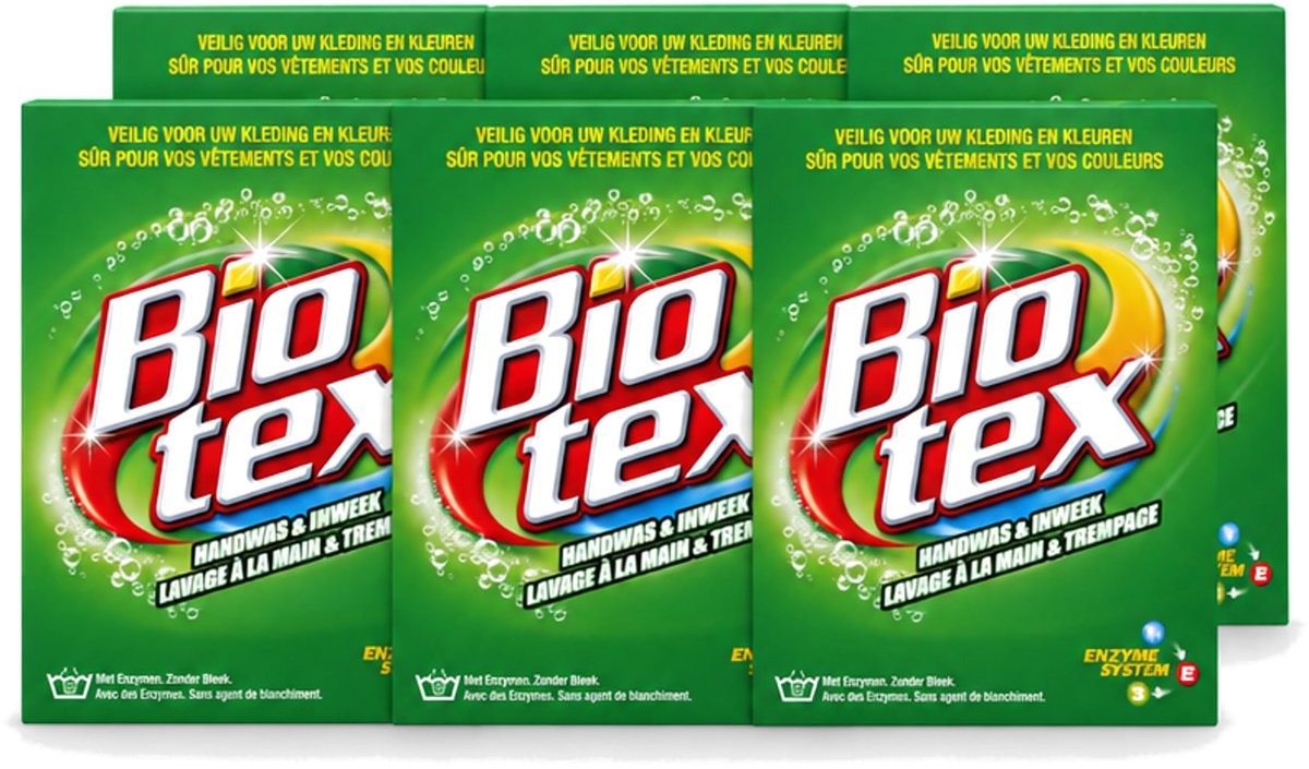 6 x Biotex - Waspoeder - Handwas & Inweek - Actieve Biologische Enzymen - 720 g - Voordeelverpakking - 6 stuks