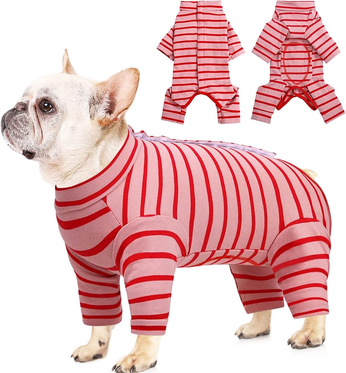 Herstelpak voor honden, na operatie, wondbescherming voor huisdieren, chirurgisch herstelvest voor mannen, vrouwen, katten, kleine, middelgrote honden (L, rood)