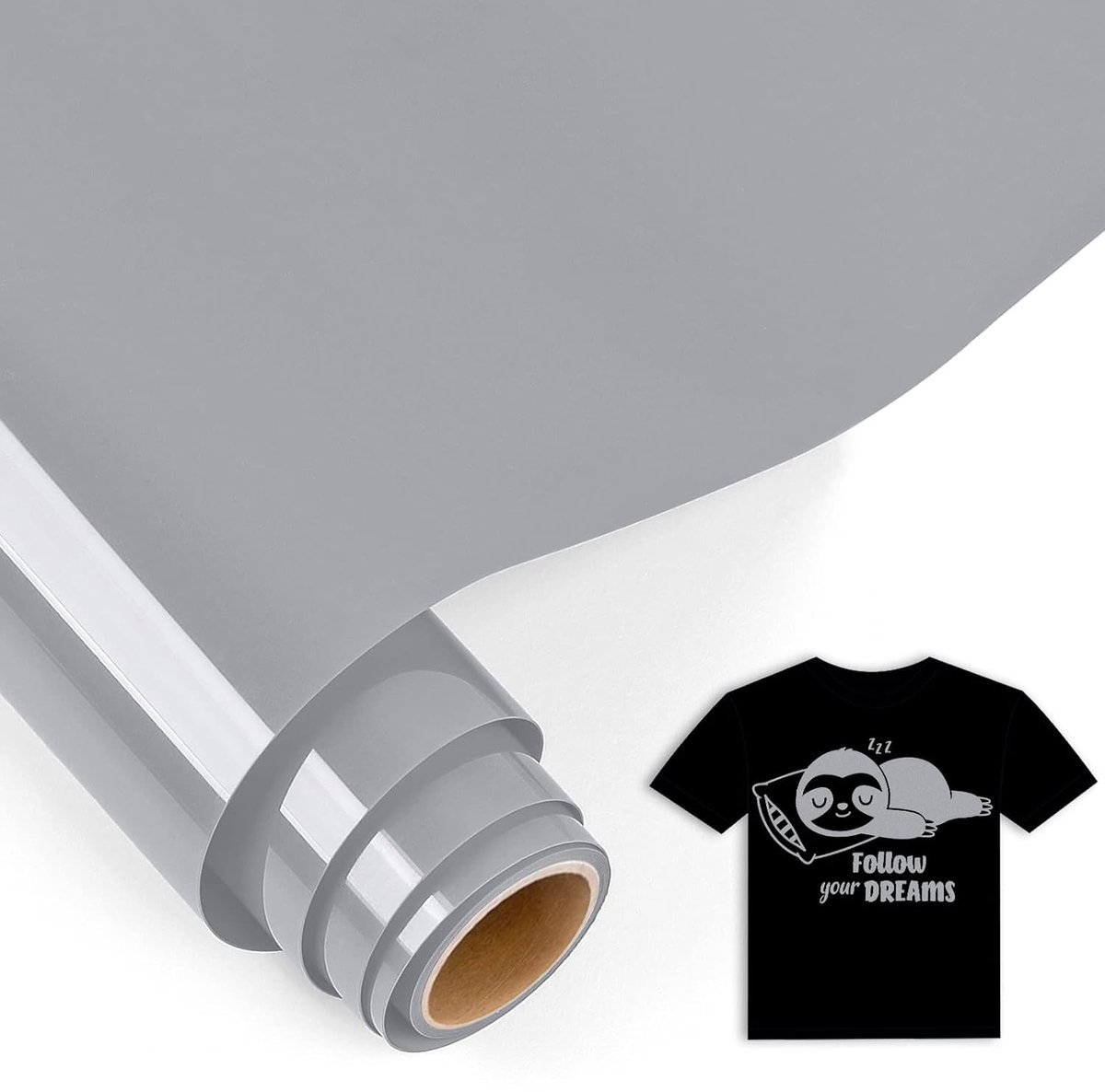 5 ft plotterfolie voor textiel, zilver, 30,5 x 152,5 cm, flexfolie textiel in zilver voor Cricut Maker, Silhouette Cameo, textielfolie voor kleding, mutsen, broeken, andere stoffen